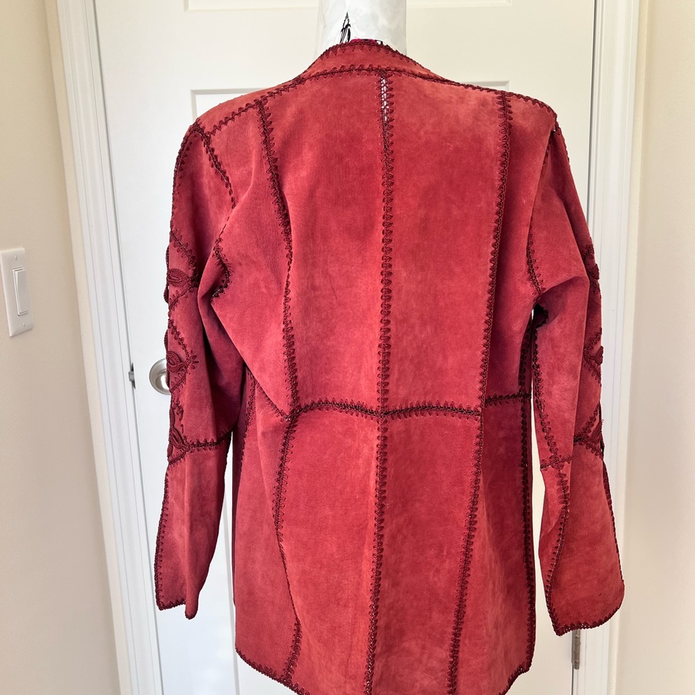 Vintage Patchwork Style Suede Jacket W/ Embroider… - image 3